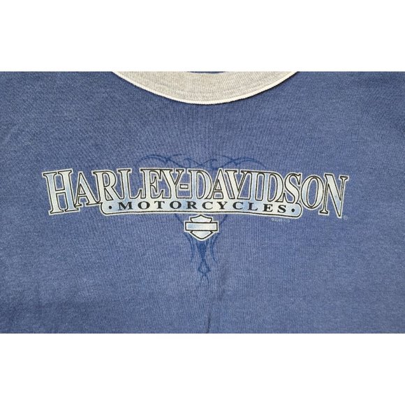 Harley Davidson Y2K 2000 Women's Sleeveless Ringer Tank Top Miami FL Blue Size L - Picture 4 of 12